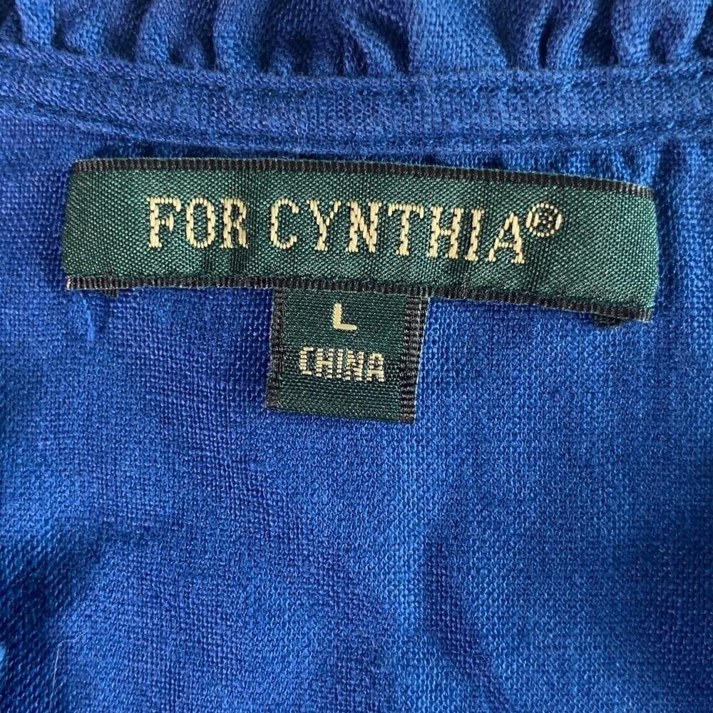 For Cynthia blue linen tunic top with pockets size large - Picture 6 of 9